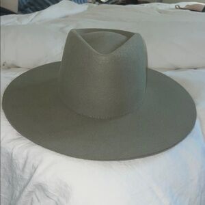 GIGI PIP Olive Wide-Brim Felt Hat with Rust Printed Lining